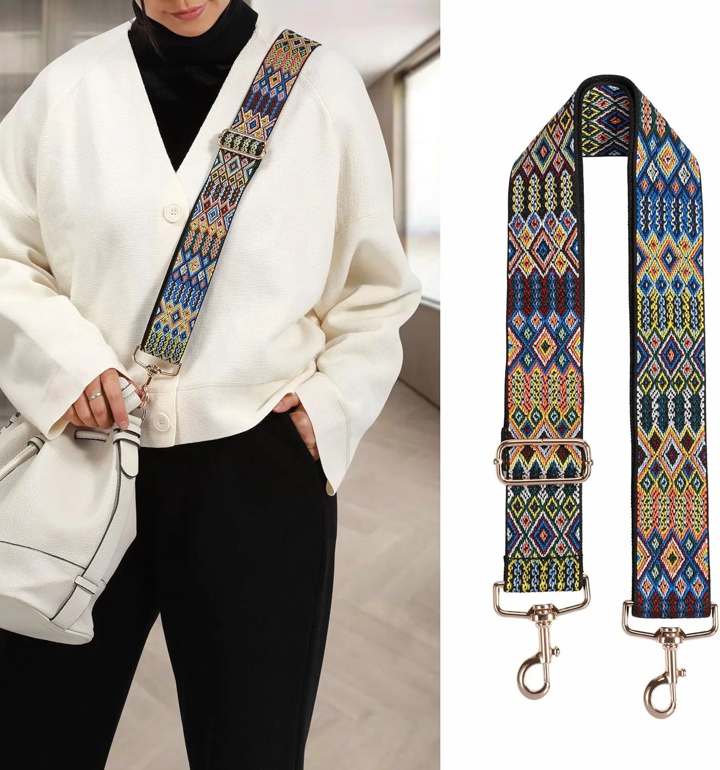 Nefelibata Purse Strap,2" Wide Purse Strap Adjustable Replacement,Multi-pattern Crossbody Handbag Strap