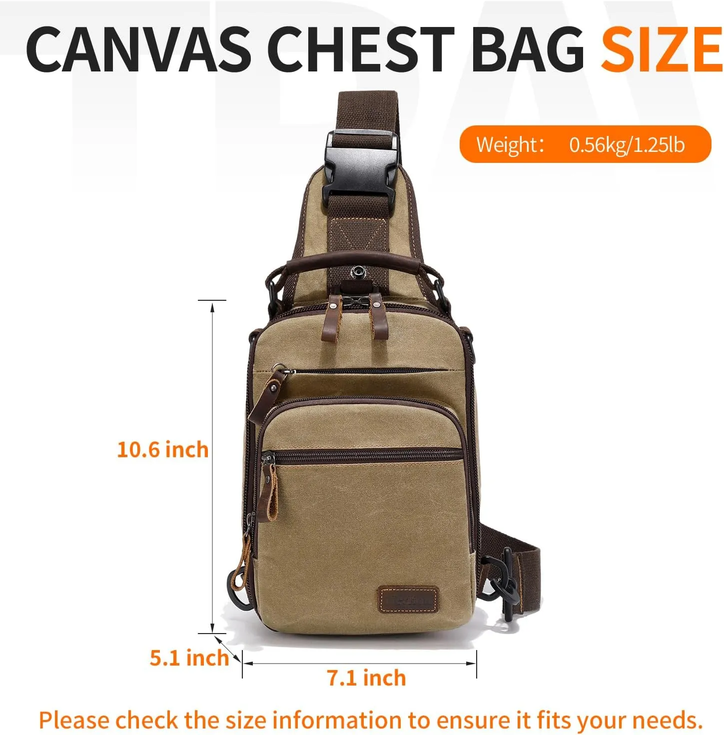 Nerlion Sling Bag for Men Waxed Canvas Crossbody Bag Chest Bag Water Resistant Shoulder Bag Casual Daypack