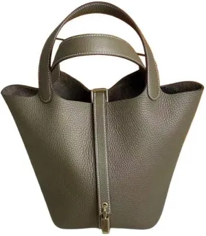 New bucket bag leather women's handbag advanced sense large capacity first layer cowhide basket bag