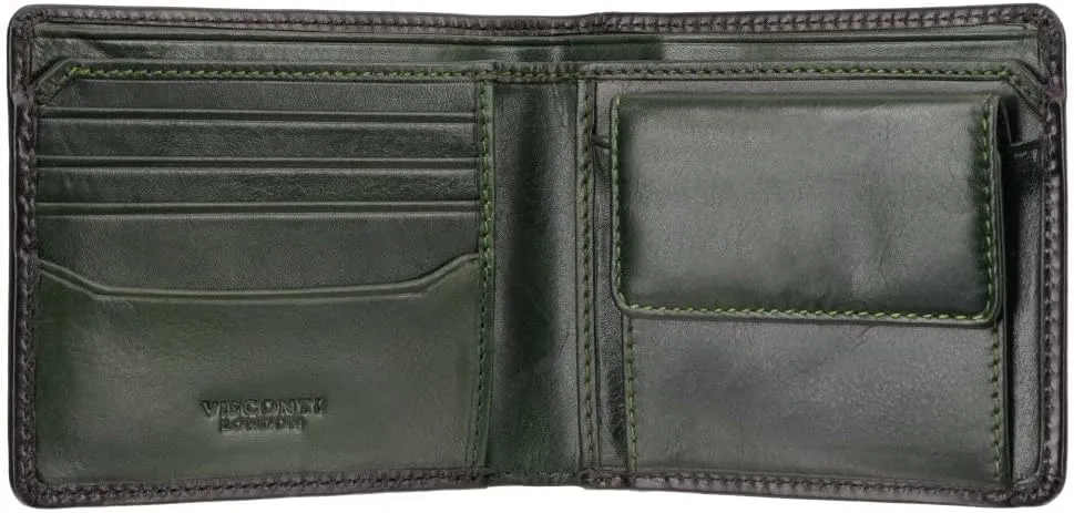 New Gents High End Atelier Burnished Leather Wallet RFID Blocking Tap 'n' Go Technology (Burnished Green)