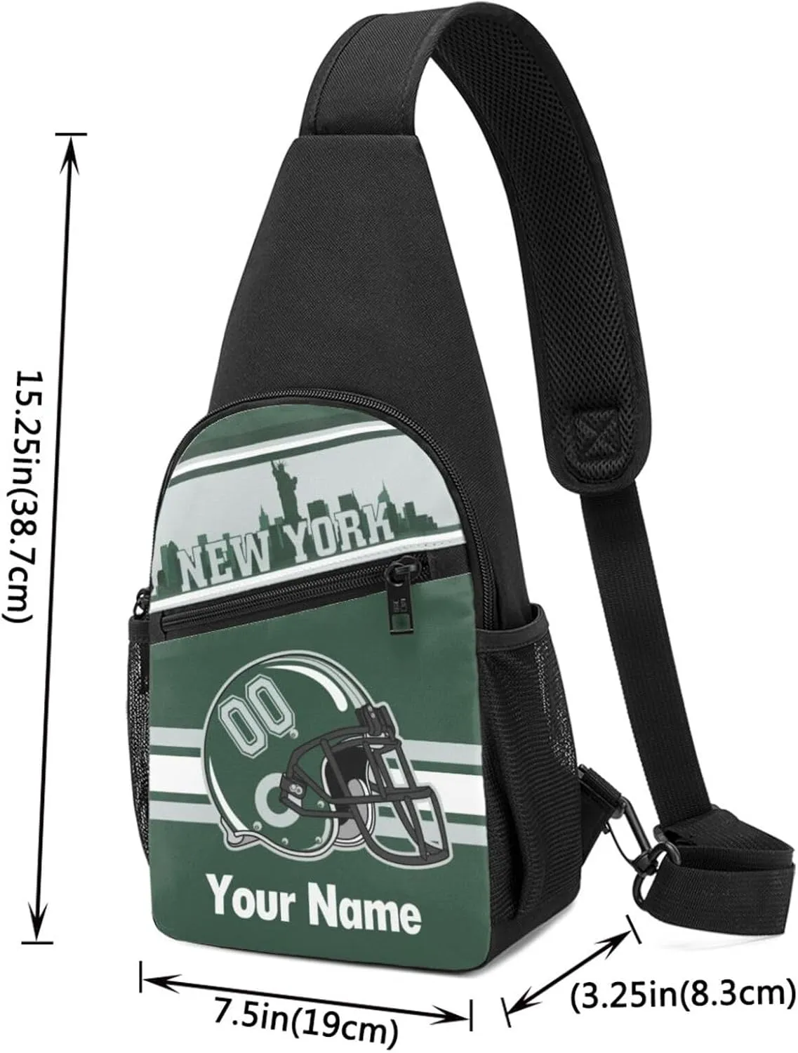 New York Sling Bag,Custom Crossbody Sling Backpack With Name/Number,Personalized Cross Chest Bags,Sling Shoulder Backpack Daypack For Men Women Travel Outdoor