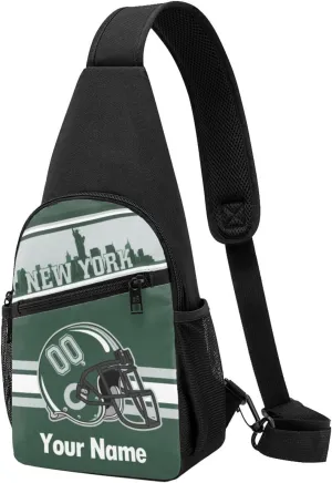 New York Sling Bag,Custom Crossbody Sling Backpack With Name/Number,Personalized Cross Chest Bags,Sling Shoulder Backpack Daypack For Men Women Travel Outdoor