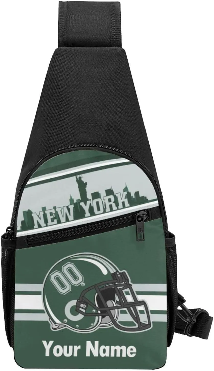 New York Sling Bag,Custom Crossbody Sling Backpack With Name/Number,Personalized Cross Chest Bags,Sling Shoulder Backpack Daypack For Men Women Travel Outdoor