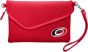 NHL Soft Pebble Fold Over Purse - Large Wristlet - includes Shoulder Strap