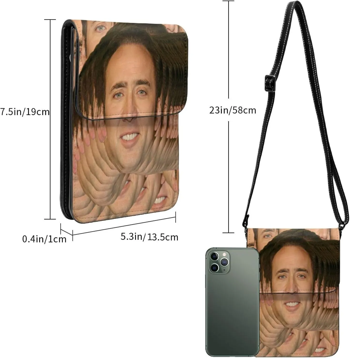 Nic-olas Cage Cell Phone Purse Crossbody Bag for Outdoor Travel Sports Camping Hiking Shoulder Bags