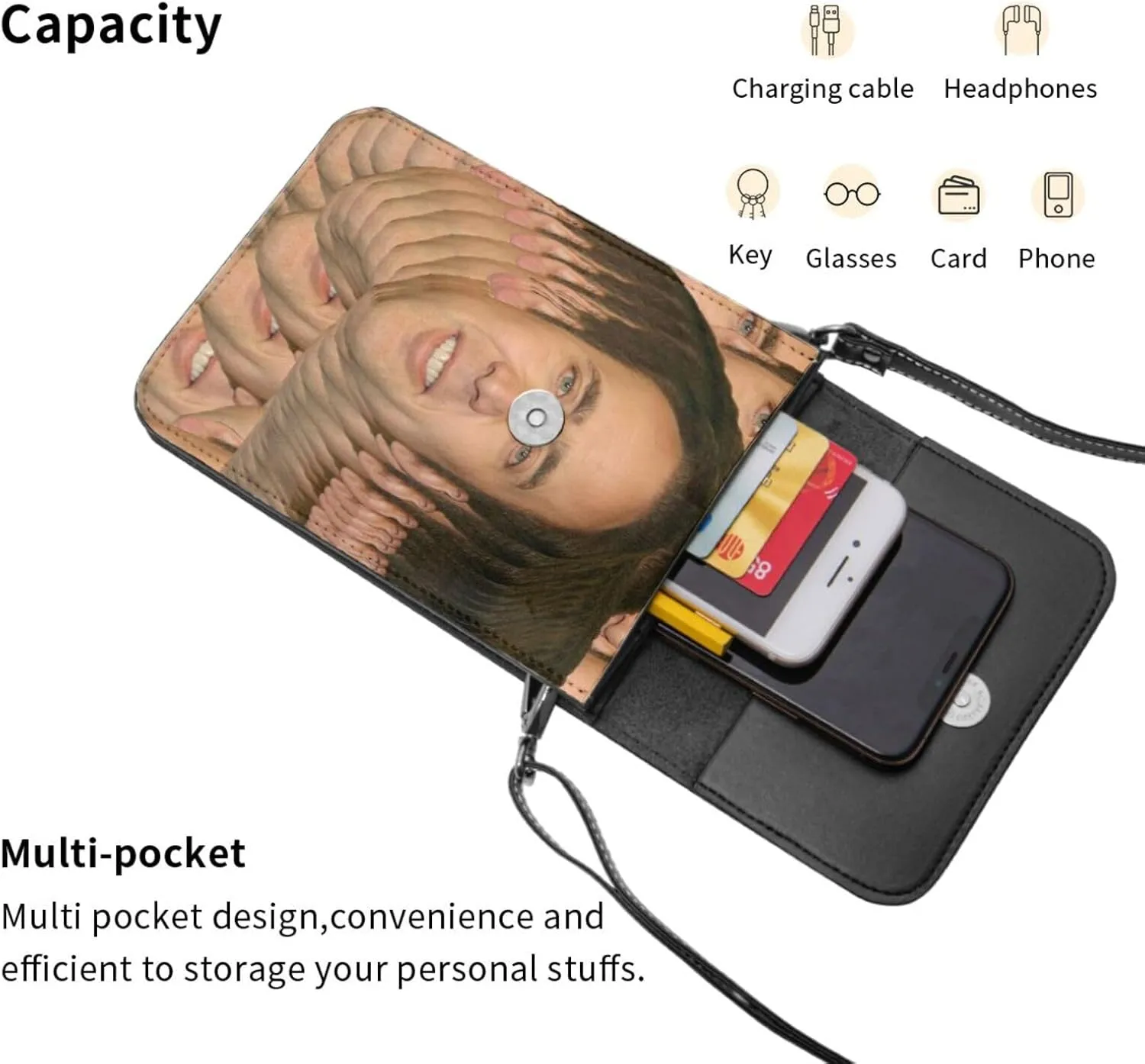 Nic-olas Cage Cell Phone Purse Crossbody Bag for Outdoor Travel Sports Camping Hiking Shoulder Bags