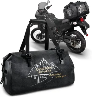 NICECNC Waterproof 66L Dry Duffel Bag, 500D PVC Tail Bag, Trunk Bag, Universal Motorcycle Travel Luggage, Black
