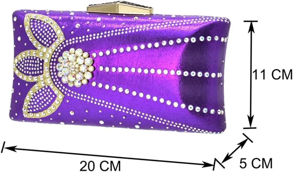 Nigerian Crystal Wedding Pumps and Evening Bag Set African Bridal Party Rhinestone Heels
