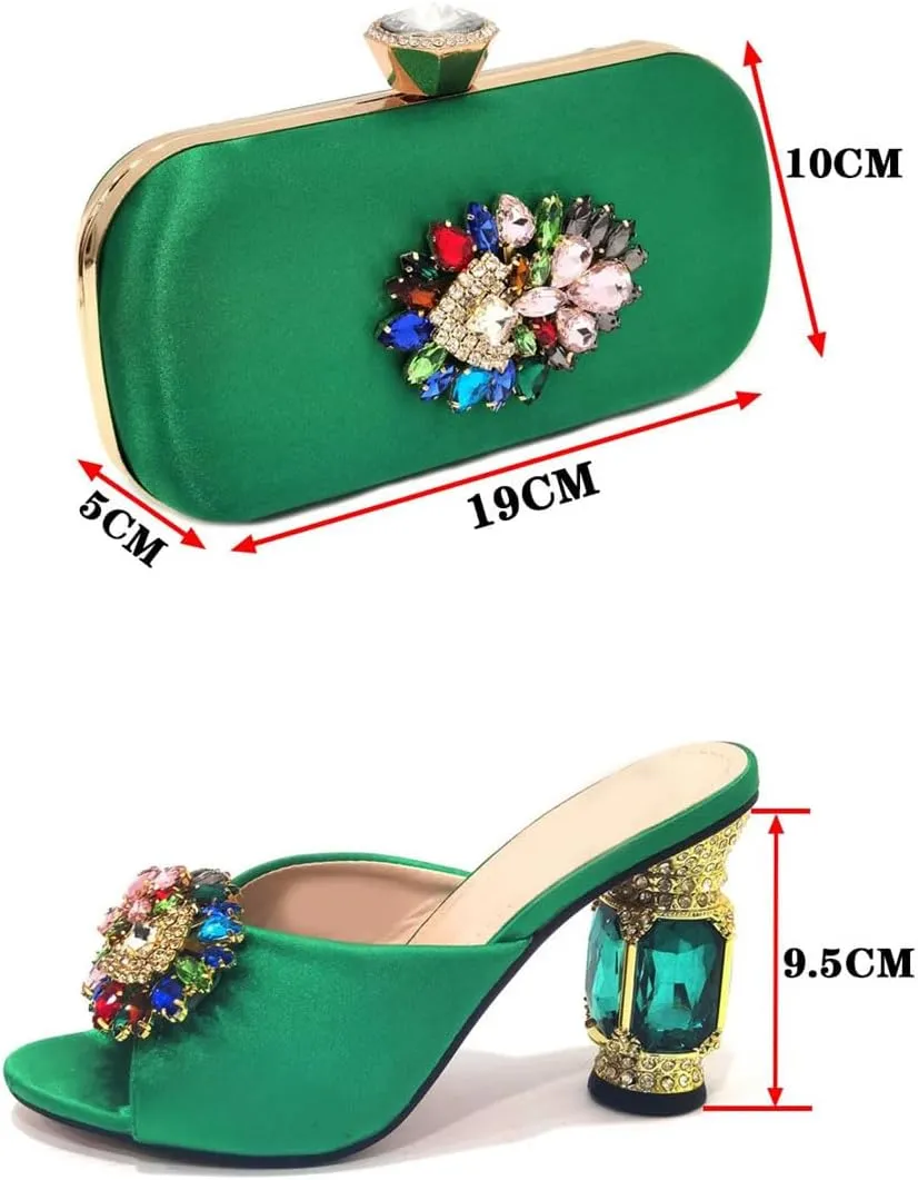 Nigerian Luxury Wedding Set Rhinestone Heels Matching Clutch Italian Design Craft