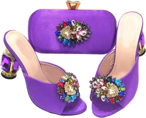Nigerian Luxury Wedding Set Rhinestone Heels Matching Clutch Italian Design Craft