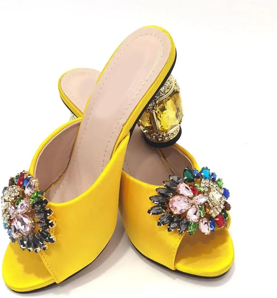 Nigerian Luxury Wedding Set Rhinestone Heels Matching Clutch Italian Design Craft