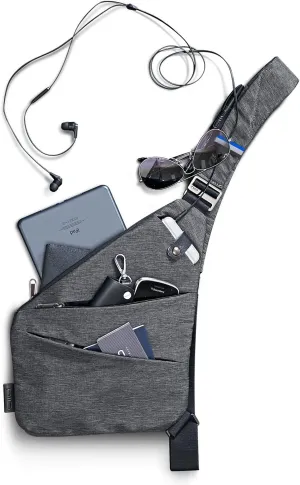 NIID FINO Sling Bag Shoulder Crossbody Bag Slim Multipurpose Daypack Cycling Walking Hiking Trip Fits Up to 7.9 inch iPad (Gray Right Hand)