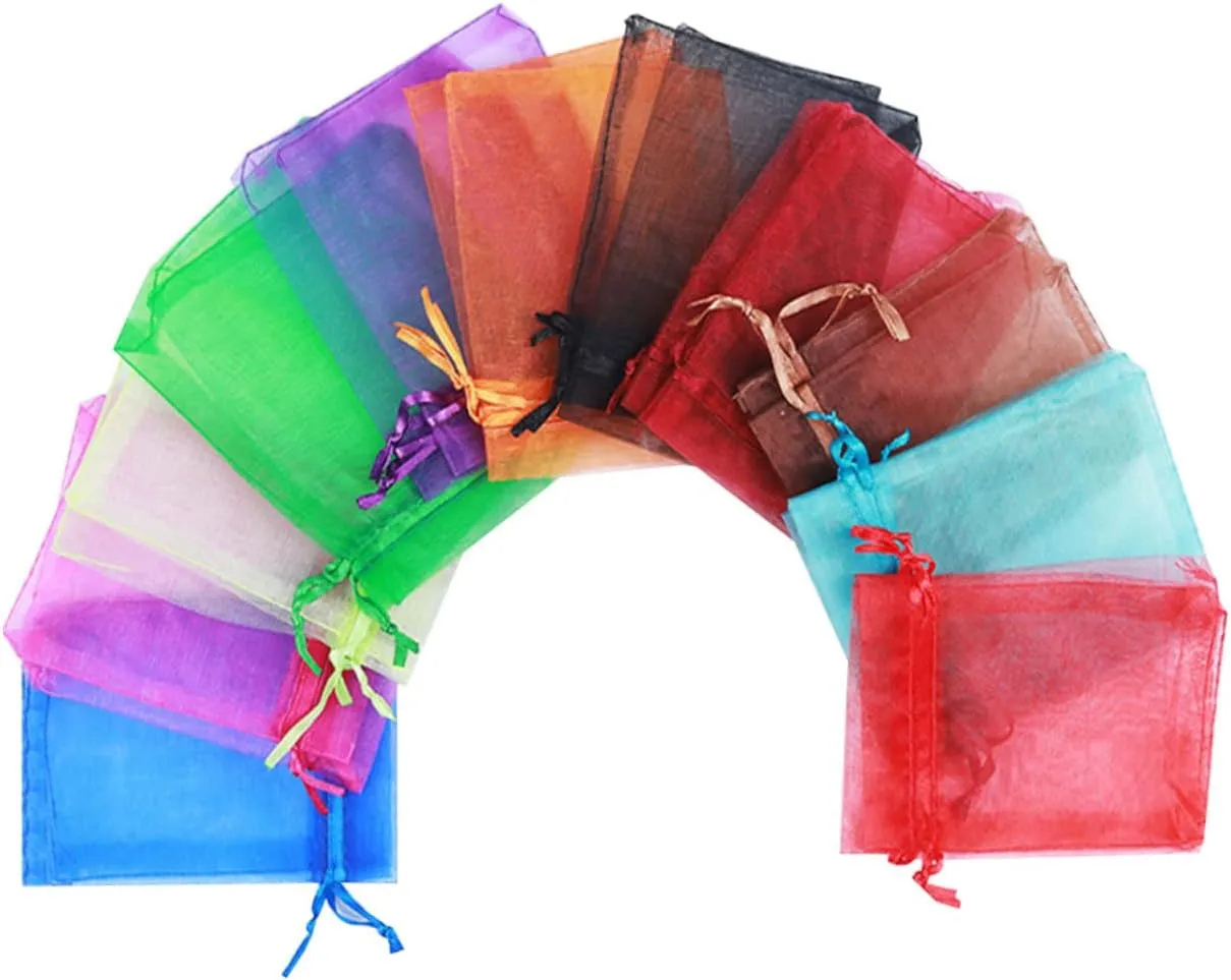 NOLITOY 100pcs Shiny Bag Boxes Reusable Candy Drawstring Bag Storage Net Decorative for Wedding Party