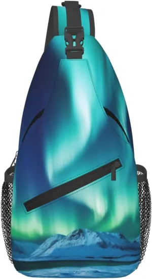 Northern Lights Crossbody Bags for Men Women Fashion Sling Backpack Casual Chest Bag Travel Hiking Daypack