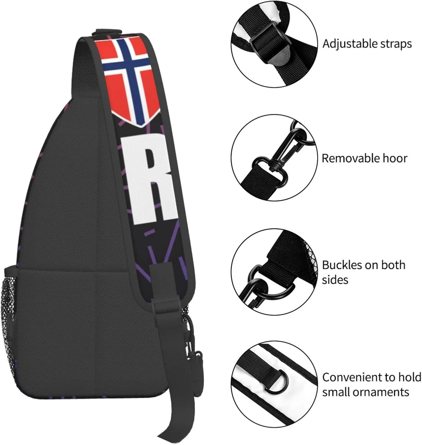 Norwegian-Flag-Norway-Norge-Pride Crossbody For Men Women Sling Chest Bag Shoulder Bag Lightweight One Strap Backpack Multipurpose Travel Hiking Daypack