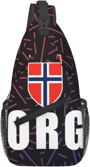 Norwegian-Flag-Norway-Norge-Pride Crossbody For Men Women Sling Chest Bag Shoulder Bag Lightweight One Strap Backpack Multipurpose Travel Hiking Daypack