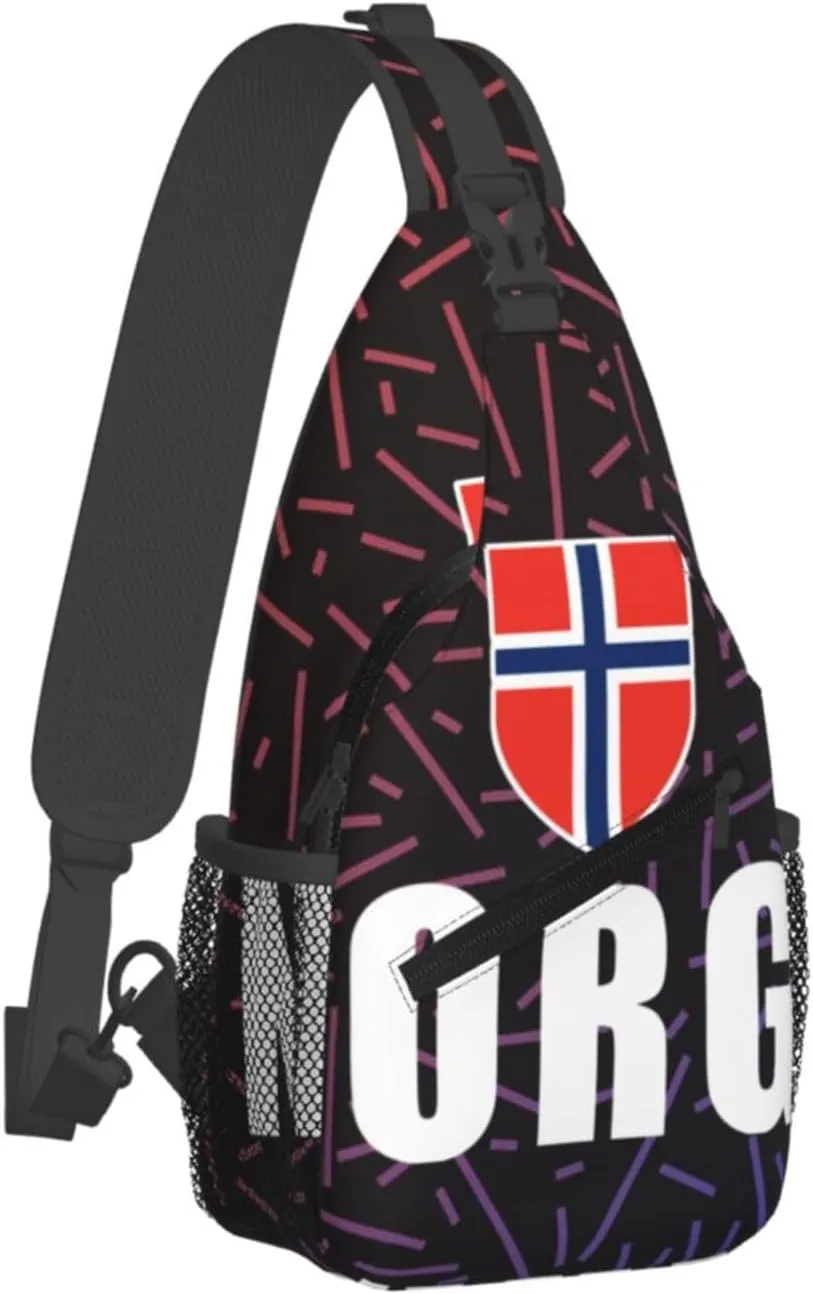 Norwegian-Flag-Norway-Norge-Pride Crossbody For Men Women Sling Chest Bag Shoulder Bag Lightweight One Strap Backpack Multipurpose Travel Hiking Daypack