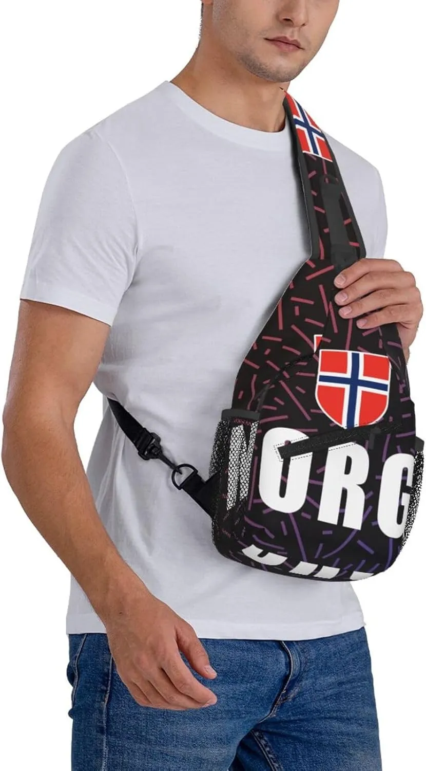 Norwegian-Flag-Norway-Norge-Pride Crossbody For Men Women Sling Chest Bag Shoulder Bag Lightweight One Strap Backpack Multipurpose Travel Hiking Daypack