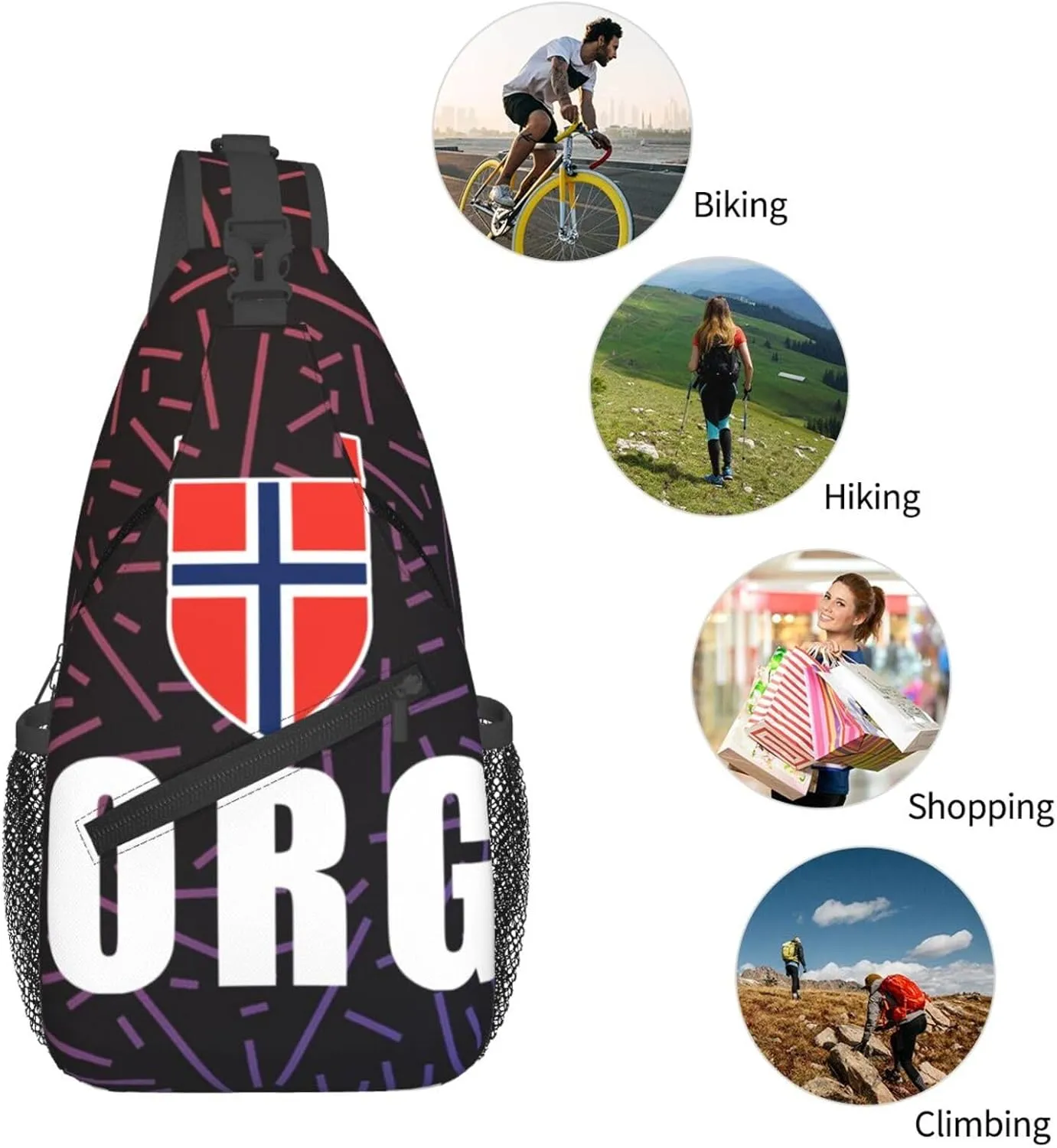 Norwegian-Flag-Norway-Norge-Pride Crossbody For Men Women Sling Chest Bag Shoulder Bag Lightweight One Strap Backpack Multipurpose Travel Hiking Daypack