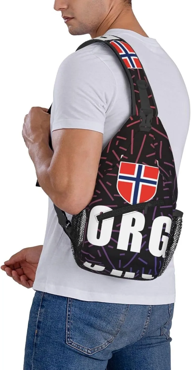 Norwegian-Flag-Norway-Norge-Pride Crossbody For Men Women Sling Chest Bag Shoulder Bag Lightweight One Strap Backpack Multipurpose Travel Hiking Daypack
