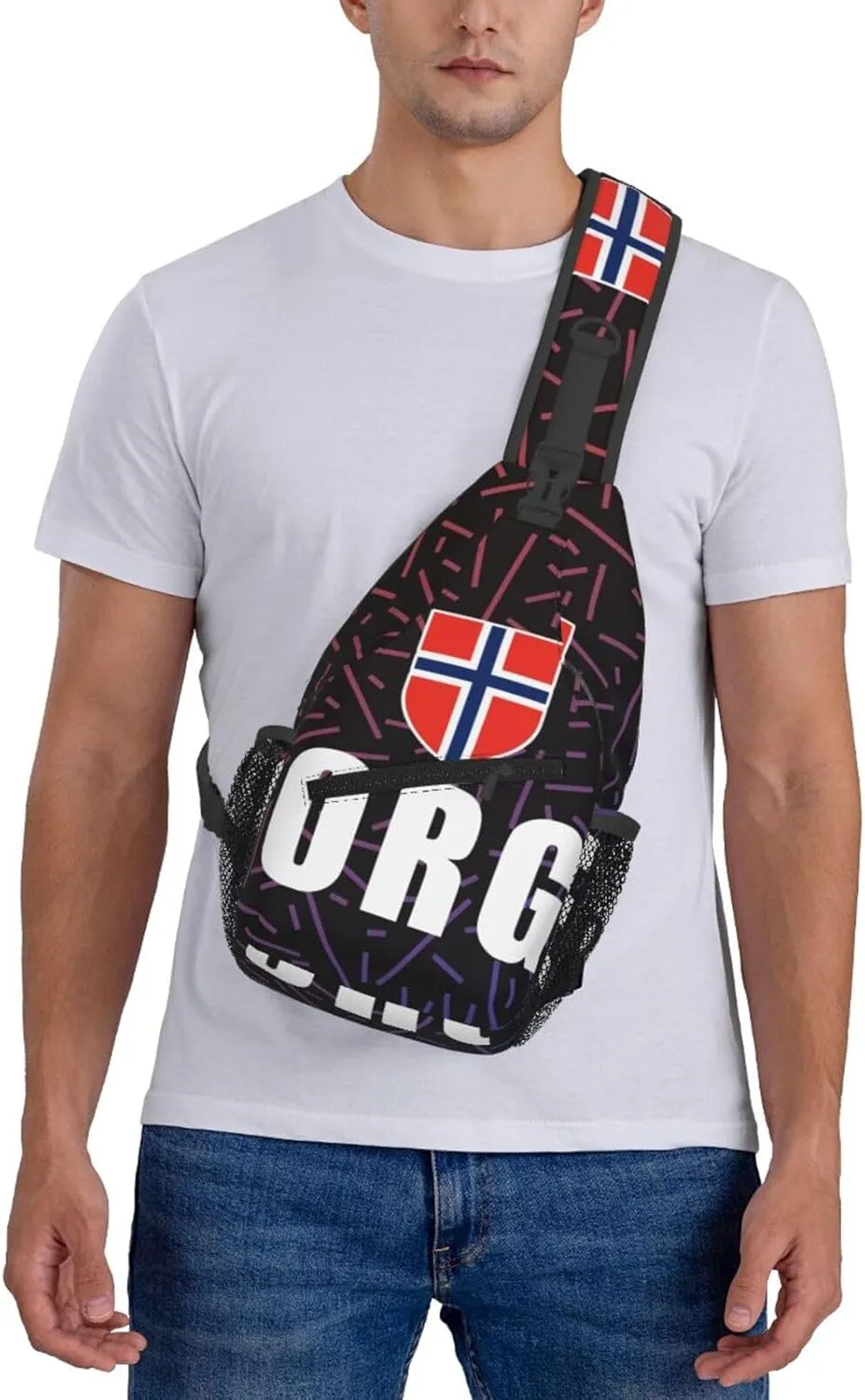 Norwegian-Flag-Norway-Norge-Pride Crossbody For Men Women Sling Chest Bag Shoulder Bag Lightweight One Strap Backpack Multipurpose Travel Hiking Daypack