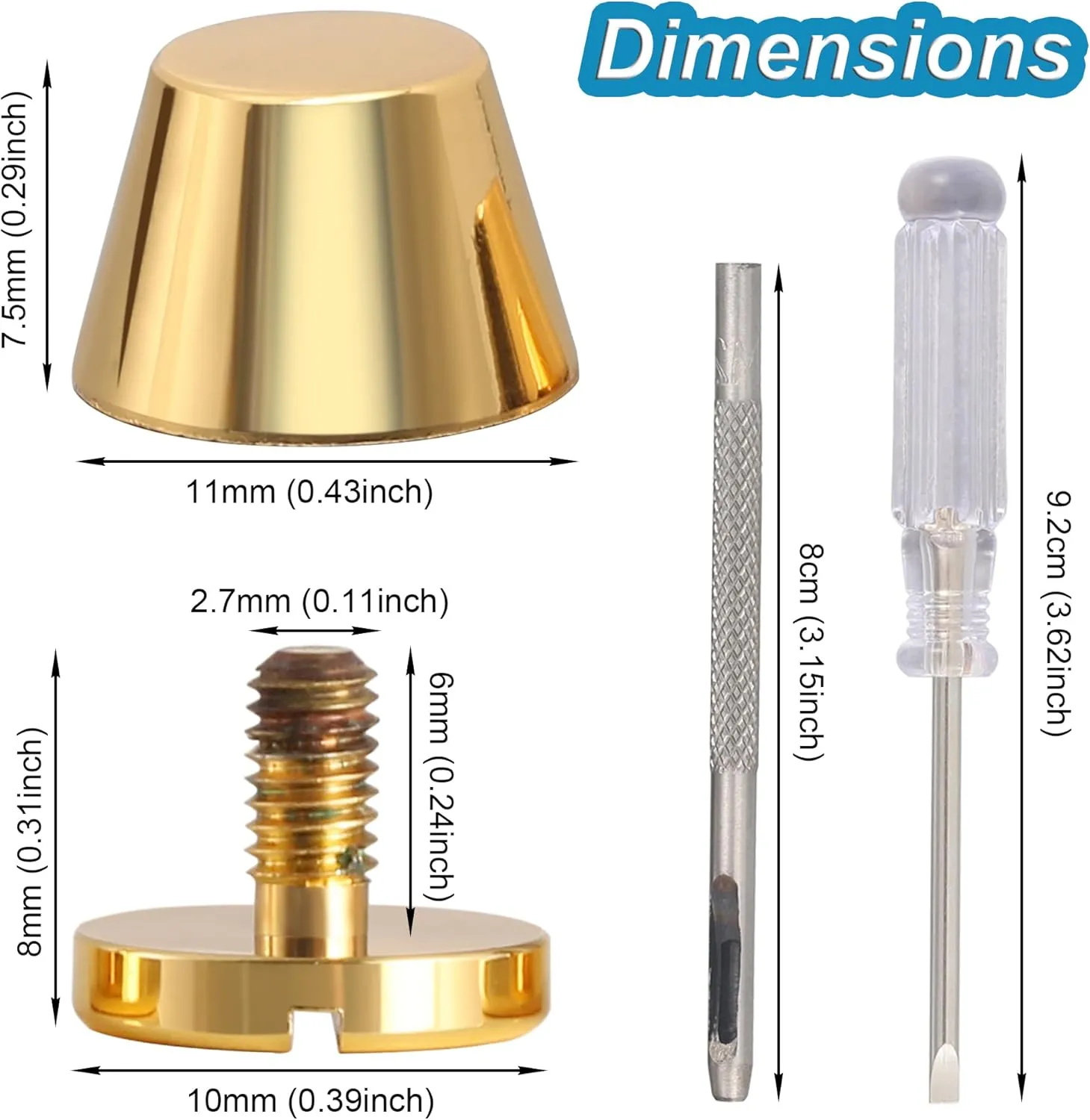 Notgia 8 Sets 11MM Brass Handbag Purse Feet Hardware Bag Making Supplies Rivets for Leather Studs and Spikes for Repair and Decorate Clothing Fabric Shoes Belt Pet Collar Leather Crafts (Gold)