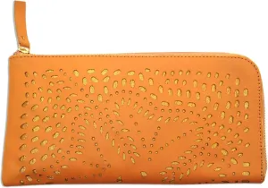 NOVICA Scattered Stars In Amber Leather Clutch