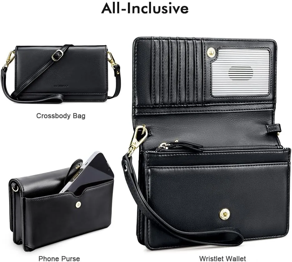 nuoku Crossbody Bag for Women Cellphone Little Purse with Credit Card Slots Lightweight Leather Wristlet Wallet