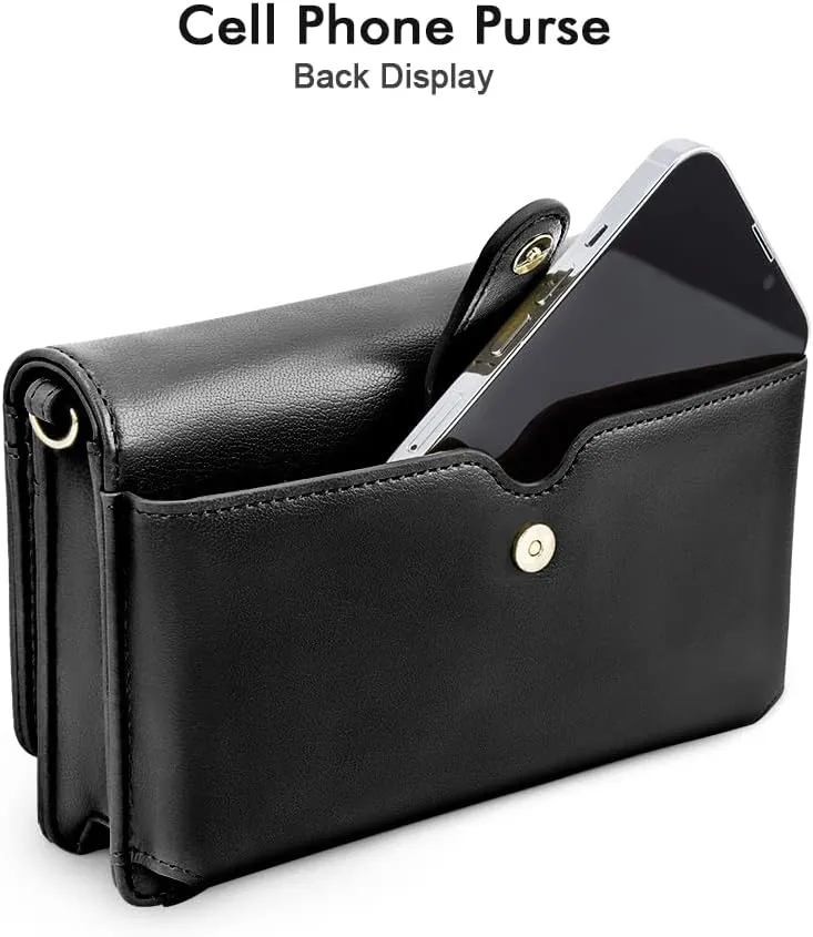 nuoku Crossbody Bag for Women Cellphone Little Purse with Credit Card Slots Lightweight Leather Wristlet Wallet