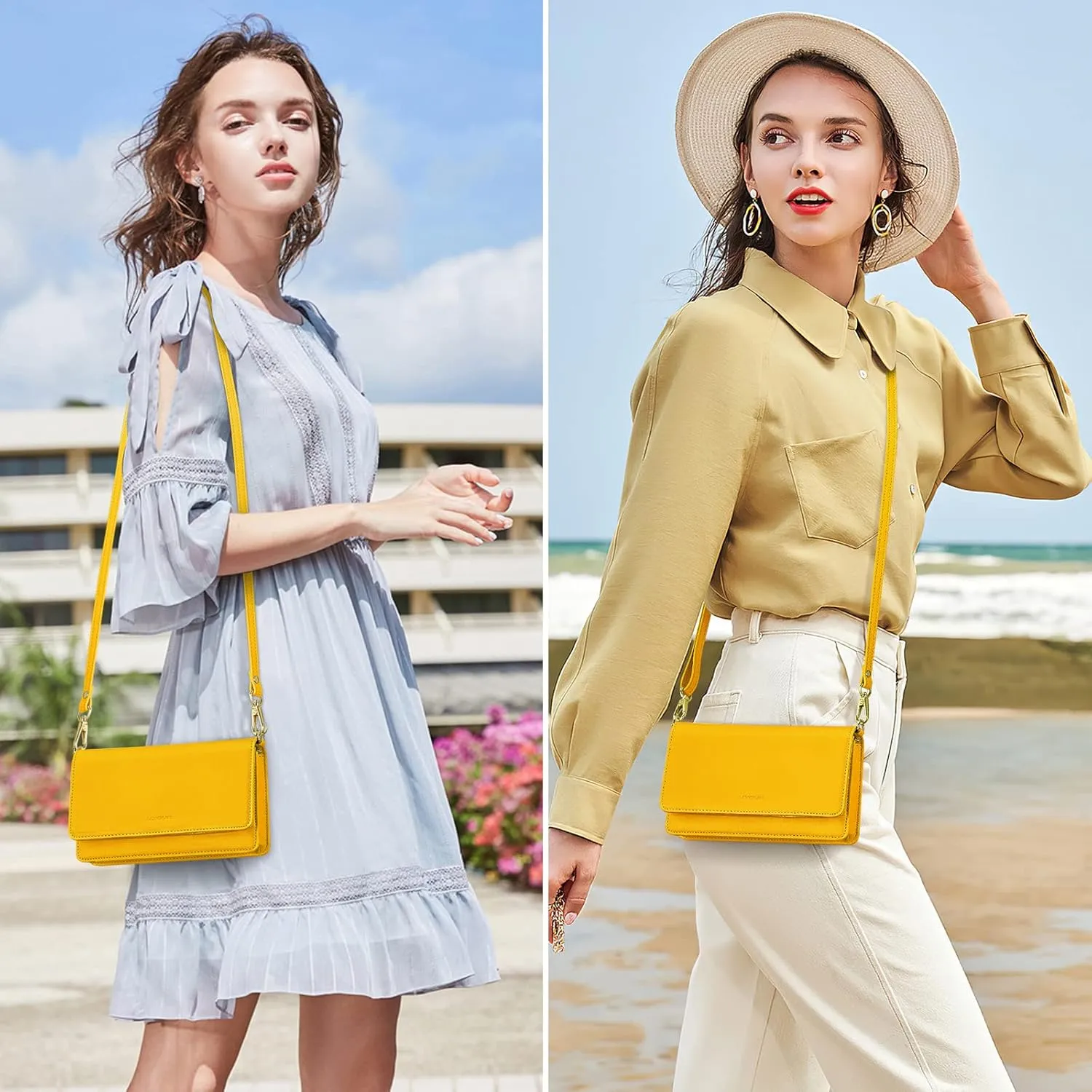nuoku Crossbody Bag for Women Cellphone Little Purse with Credit Card Slots Lightweight Leather Wristlet Wallet