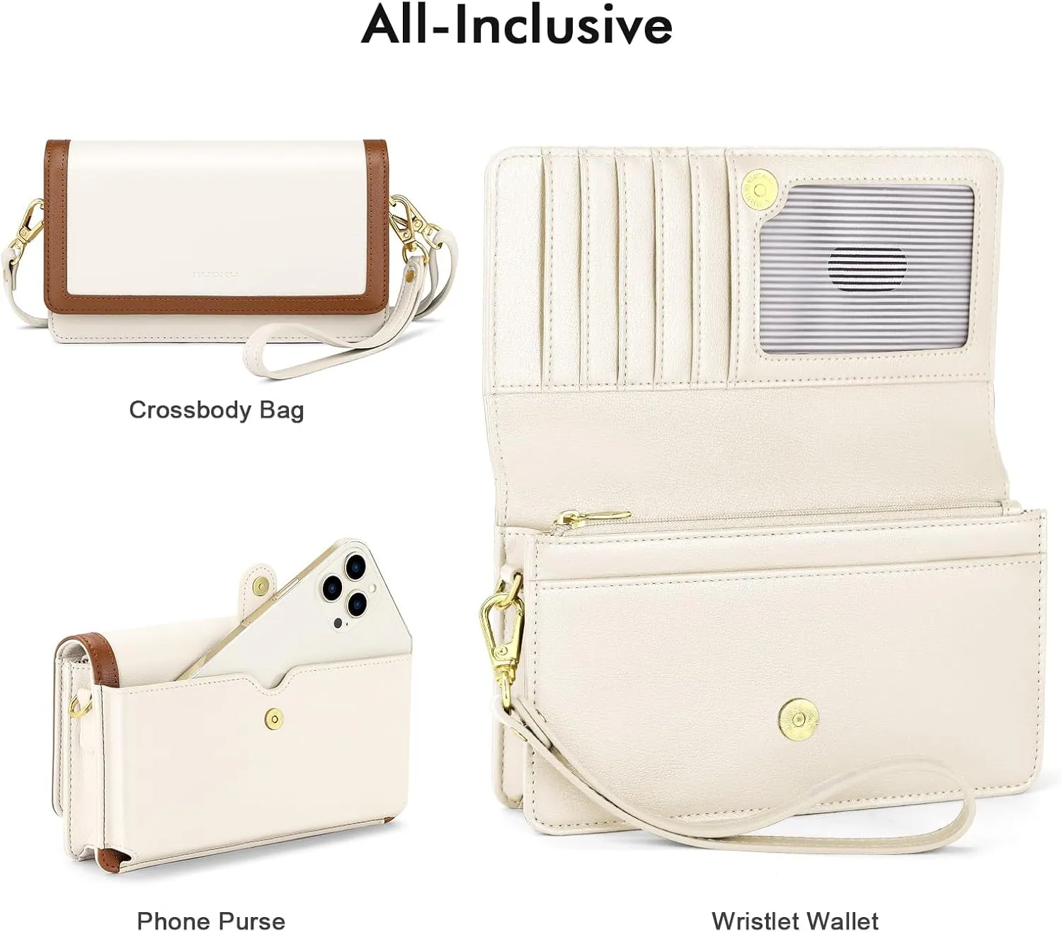 nuoku Crossbody Bag for Women Cellphone Little Purse with Credit Card Slots Lightweight Leather Wristlet Wallet