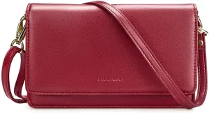 nuoku Crossbody Bag for Women Cellphone Little Purse with Credit Card Slots Lightweight Leather Wristlet Wallet