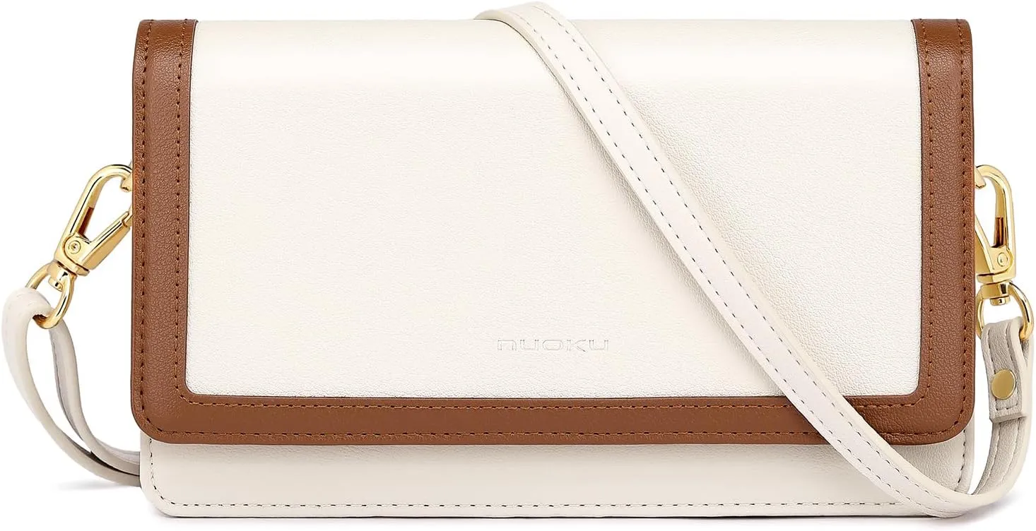 nuoku Crossbody Bag for Women Cellphone Little Purse with Credit Card Slots Lightweight Leather Wristlet Wallet