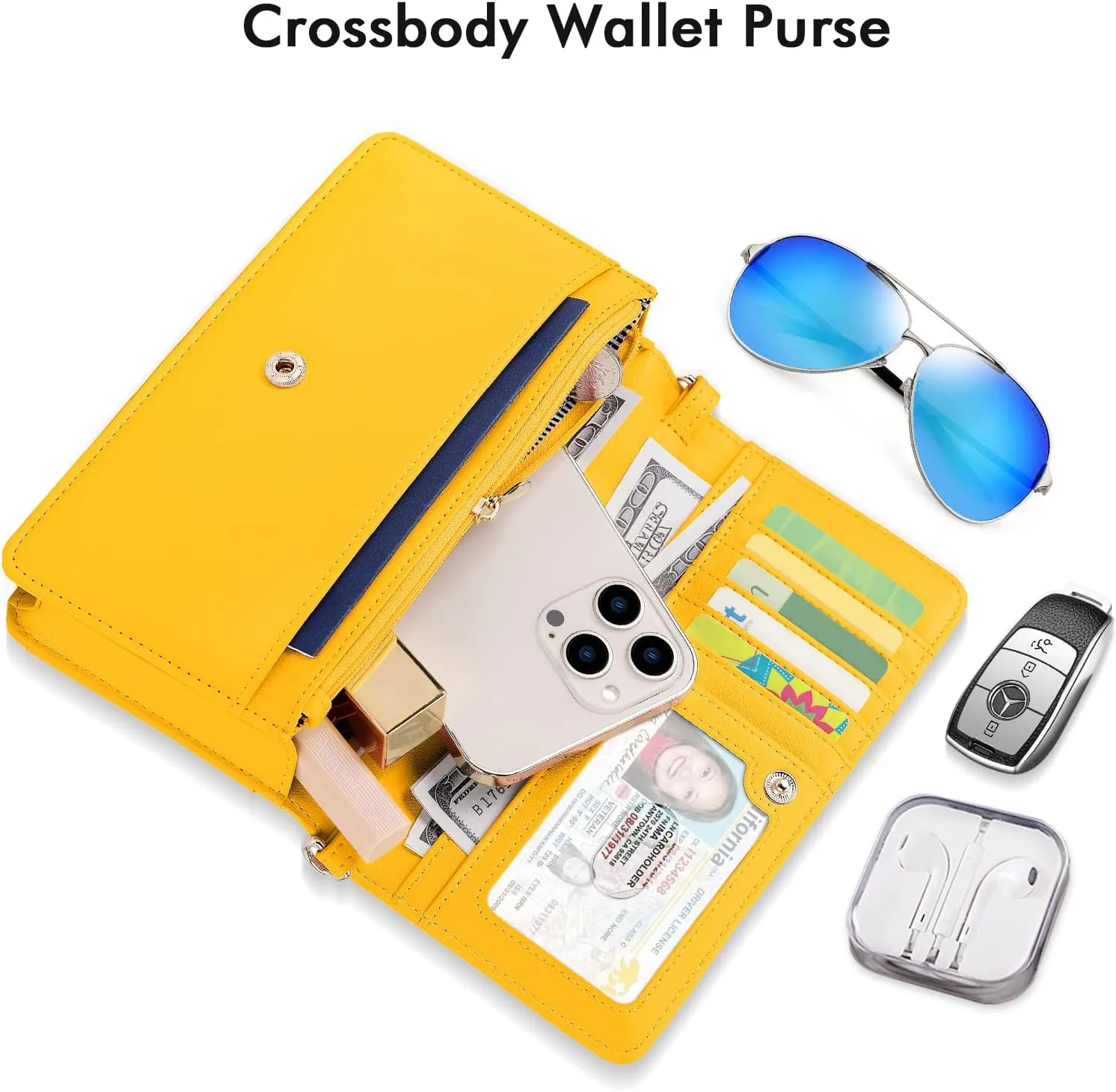 nuoku Crossbody Bag for Women Cellphone Little Purse with Credit Card Slots Lightweight Leather Wristlet Wallet
