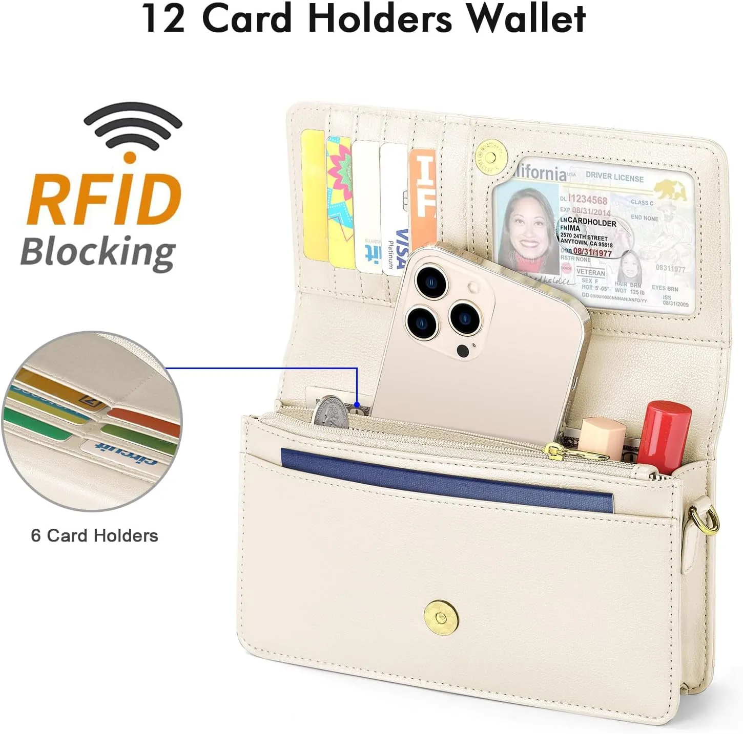 nuoku Crossbody Bag for Women Cellphone Little Purse with Credit Card Slots Lightweight Leather Wristlet Wallet