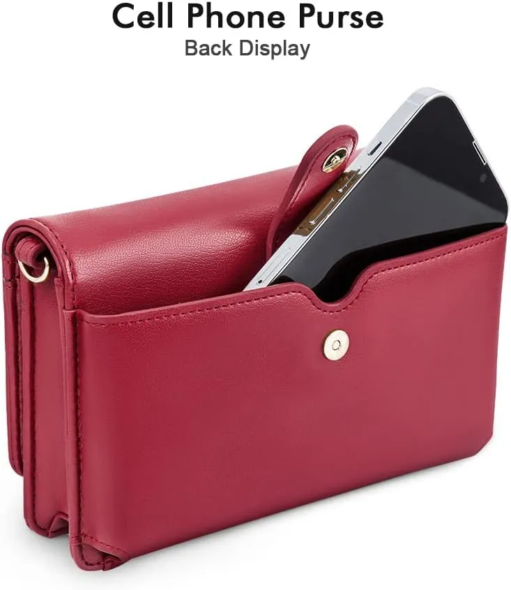 nuoku Crossbody Bag for Women Cellphone Little Purse with Credit Card Slots Lightweight Leather Wristlet Wallet