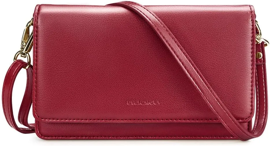 nuoku Crossbody Bag for Women Cellphone Little Purse with Credit Card Slots Lightweight Leather Wristlet Wallet