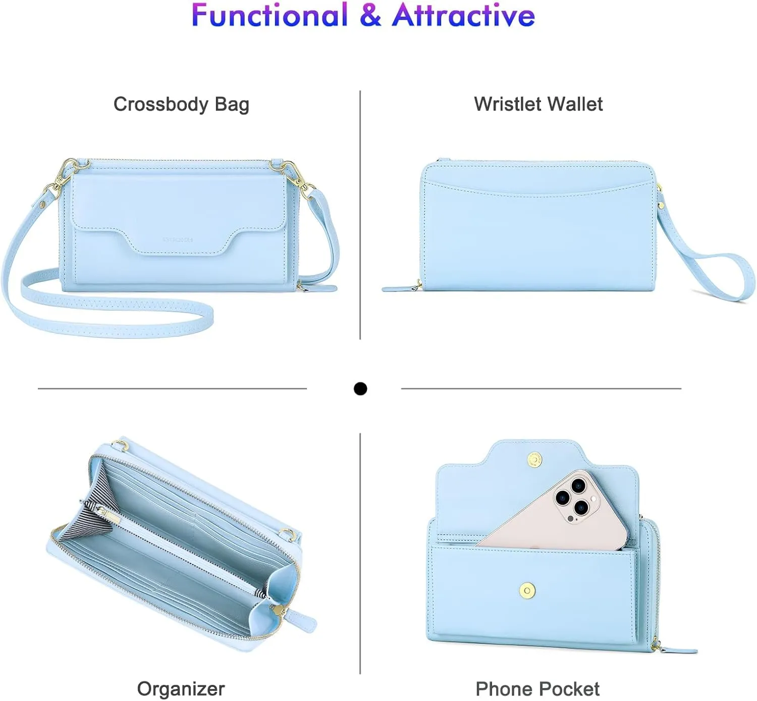 nuoku Crossbody Bags, Wristlet Wallets, Small Clutch Purses - Cell Phone & RFID Wallet for Women