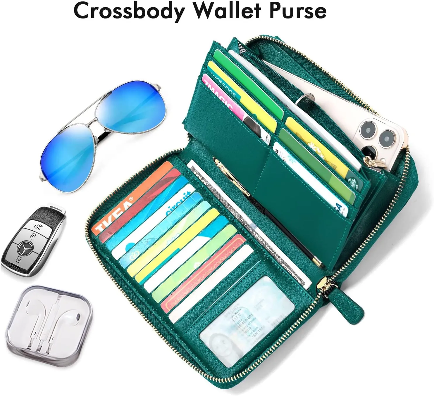 nuoku Wallets for Women Credit Card Slots with RFID Blocking Large Capacity Wristlet