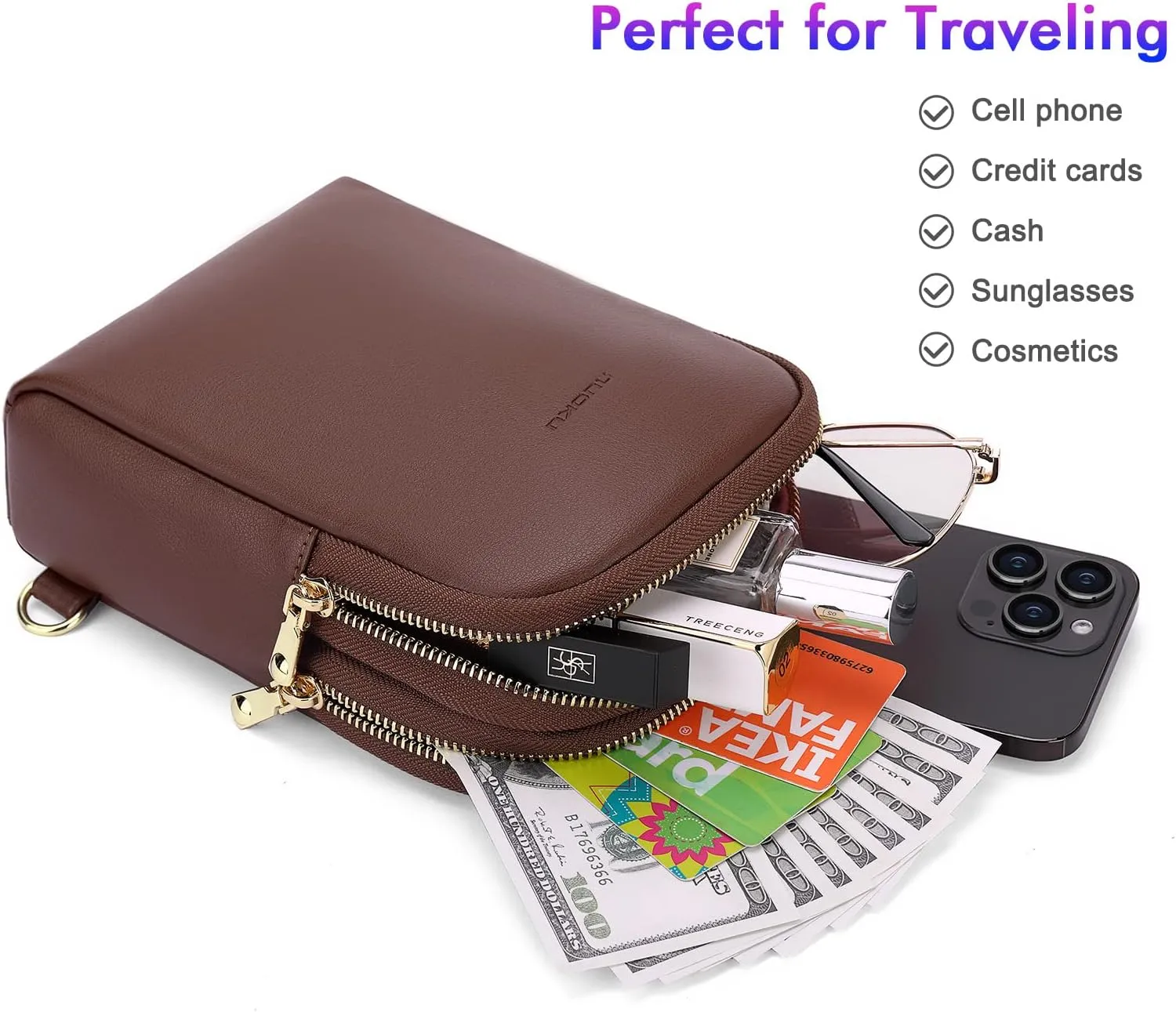 nuoku Women's Crossbody Sling Bag - Small RFID Wallet & Cell Phone Pouch