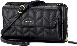 nuoku Womens RFID Wallet Purse Wristlet Crossbody Clutch with Zip Around 2 Strap