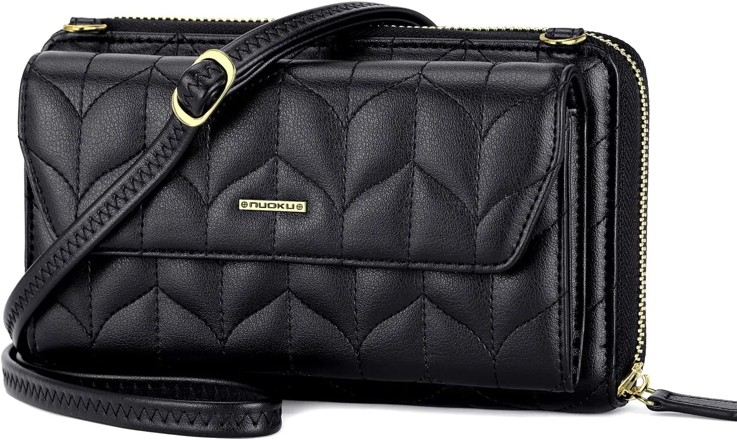 nuoku Womens RFID Wallet Purse Wristlet Crossbody Clutch with Zip Around 2 Strap