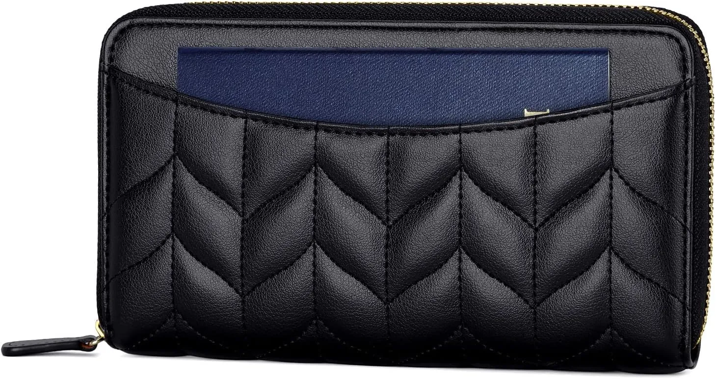 nuoku Womens RFID Wallet Purse Wristlet Crossbody Clutch with Zip Around 2 Strap