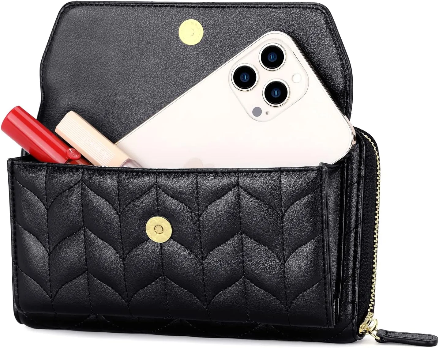 nuoku Womens RFID Wallet Purse Wristlet Crossbody Clutch with Zip Around 2 Strap