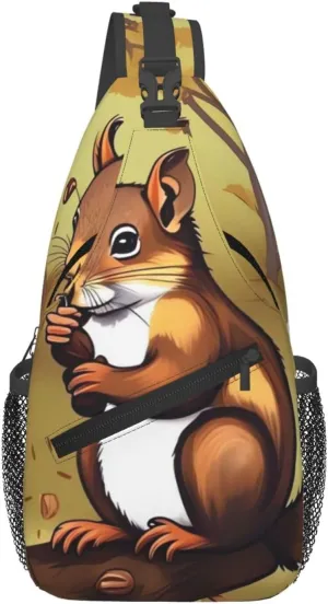 Nut-eating squirrel Cross Chest Bag Diagonally Sling Bag for Men Women Crossbody Shoulder Bag Travel Hiking Daypack