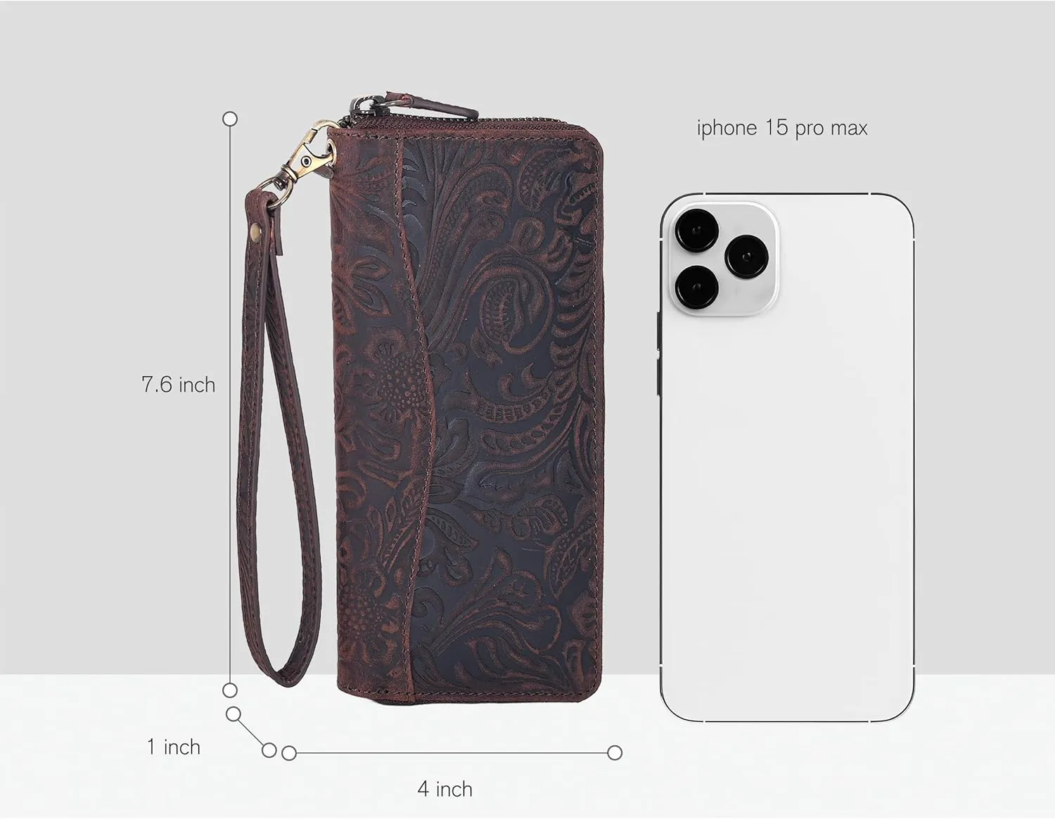 Oak Leathers Leather Wallet for Women - RFID Womens Wallet Clutch with 8 Credit Card Holder, Coin Pocket Vintage Brown Embossed