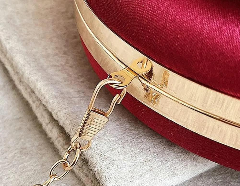 Obosoyo Women Flower Shaped Rhinestone Clutch Soft Satin Wristlet Handbag Round Purse Wedding Party Purse Clutch Evening Bag