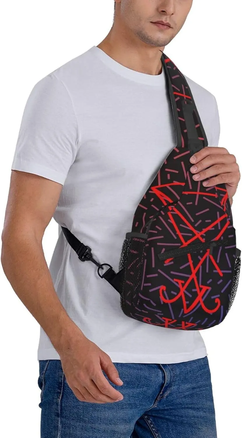Occult Sigil Of Lucifer Crossbody Backpack For Men Women Sling Shoulder Dachshunds Dog Chest Bag Lightweight One Strap Multipurpose Travel Hiking Daypack