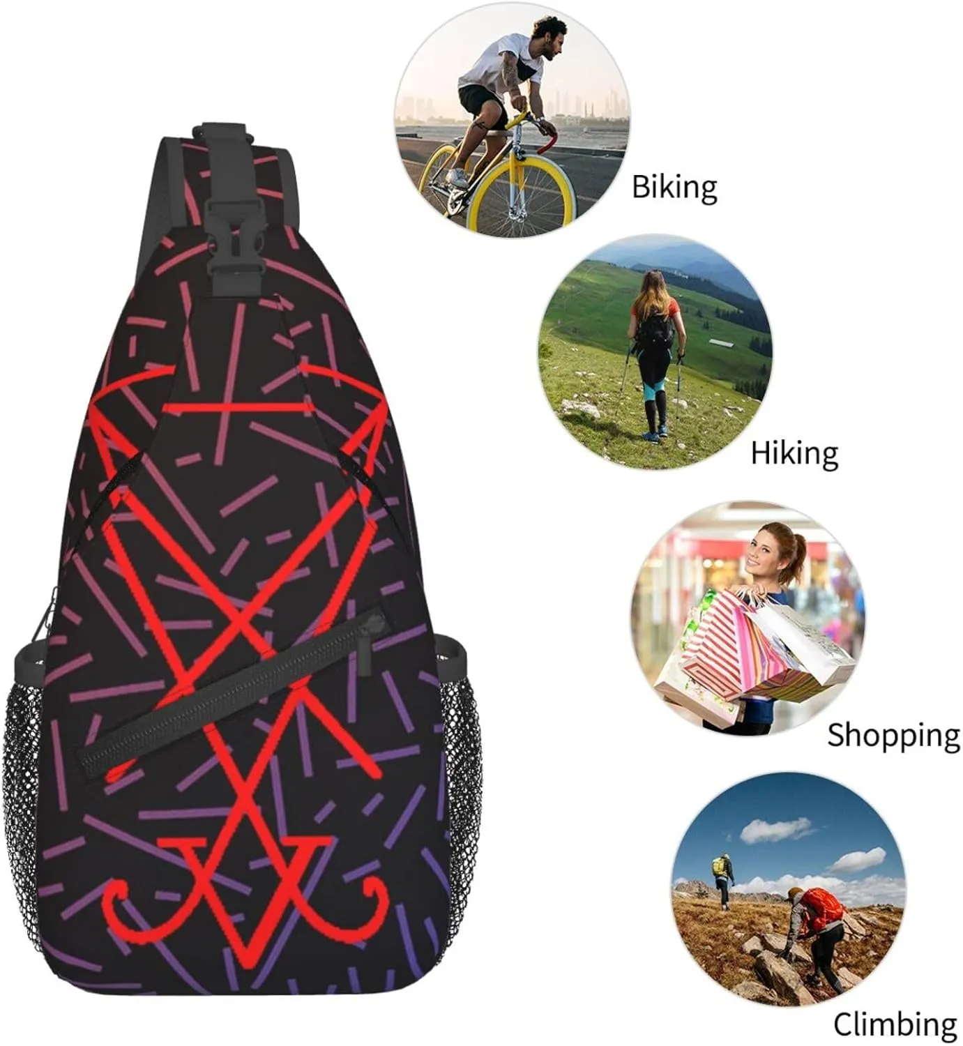 Occult Sigil Of Lucifer Crossbody Backpack For Men Women Sling Shoulder Dachshunds Dog Chest Bag Lightweight One Strap Multipurpose Travel Hiking Daypack