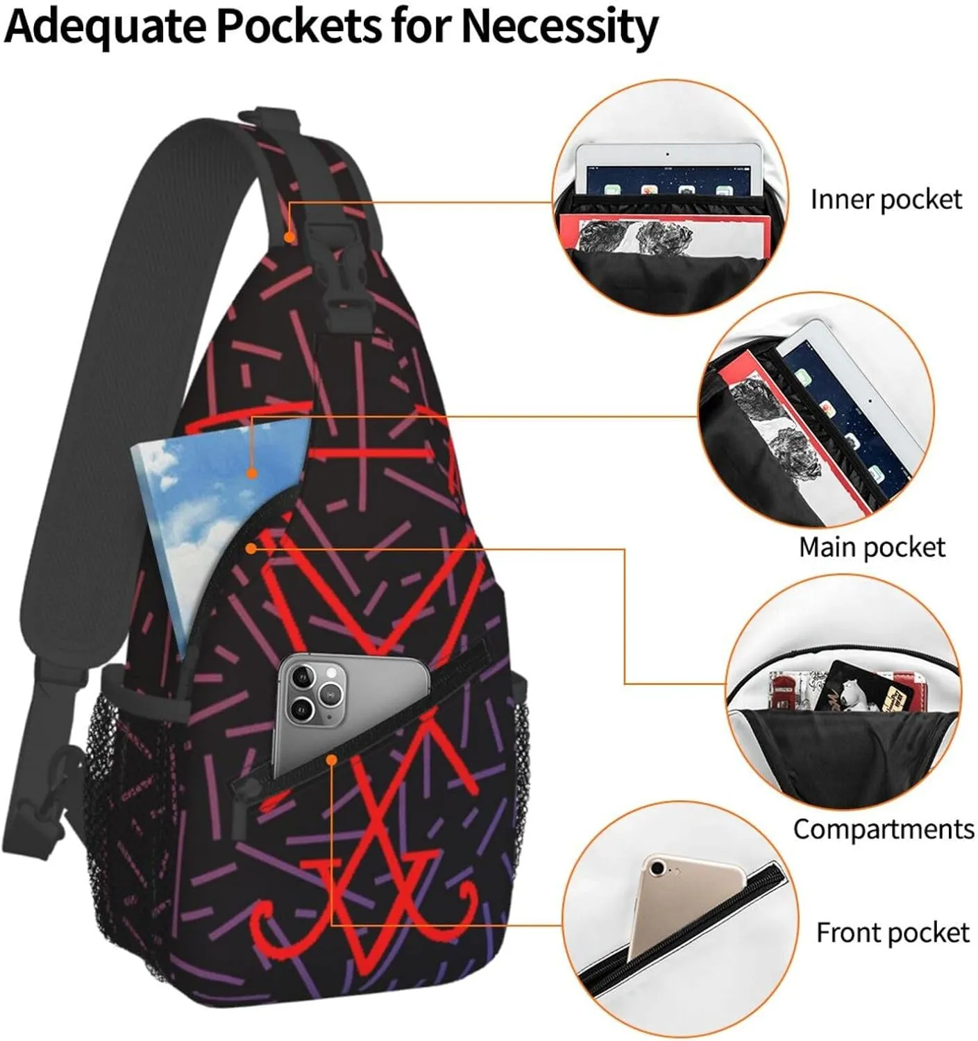 Occult Sigil Of Lucifer Crossbody Backpack For Men Women Sling Shoulder Dachshunds Dog Chest Bag Lightweight One Strap Multipurpose Travel Hiking Daypack